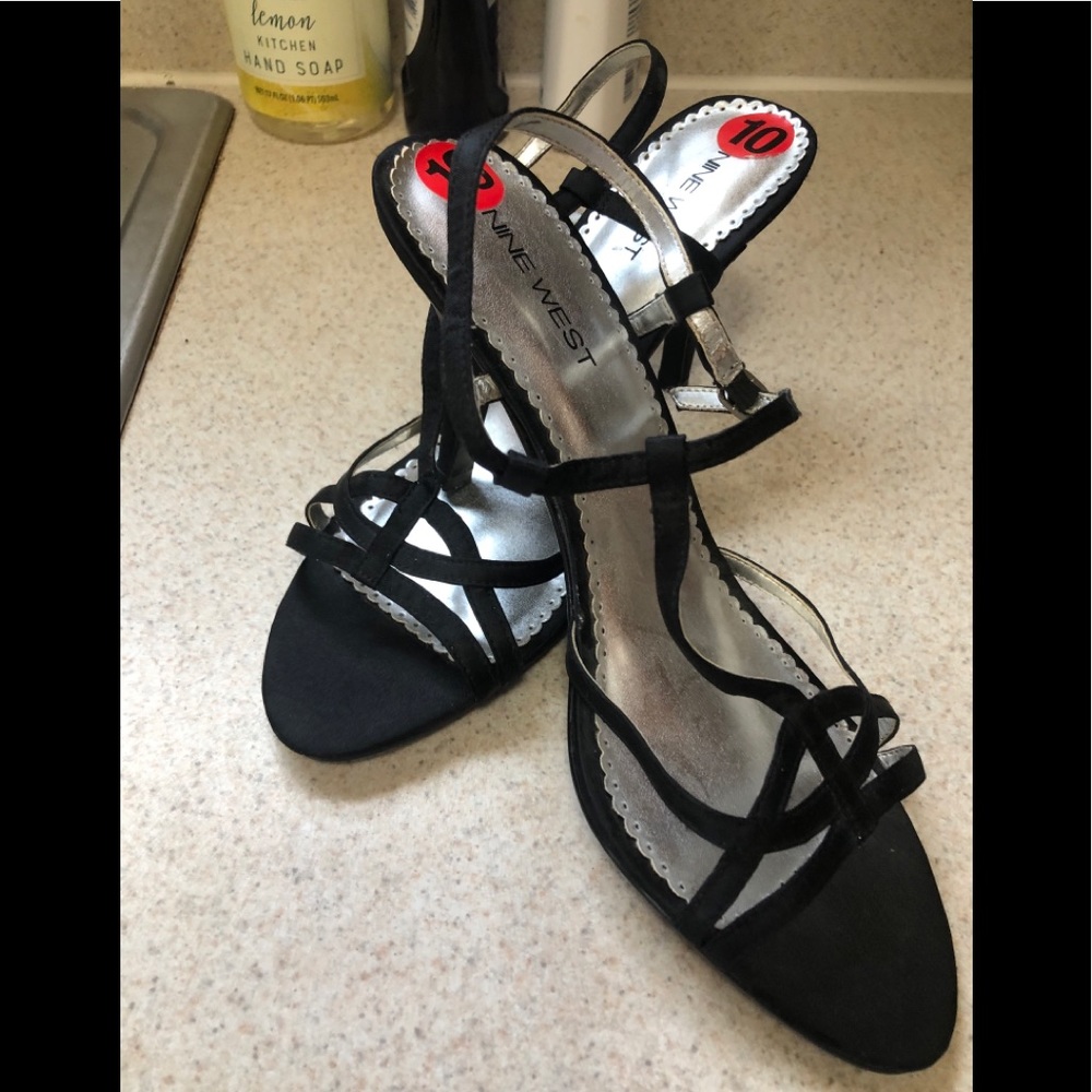 Nine West, dressy, strapped black sandals!